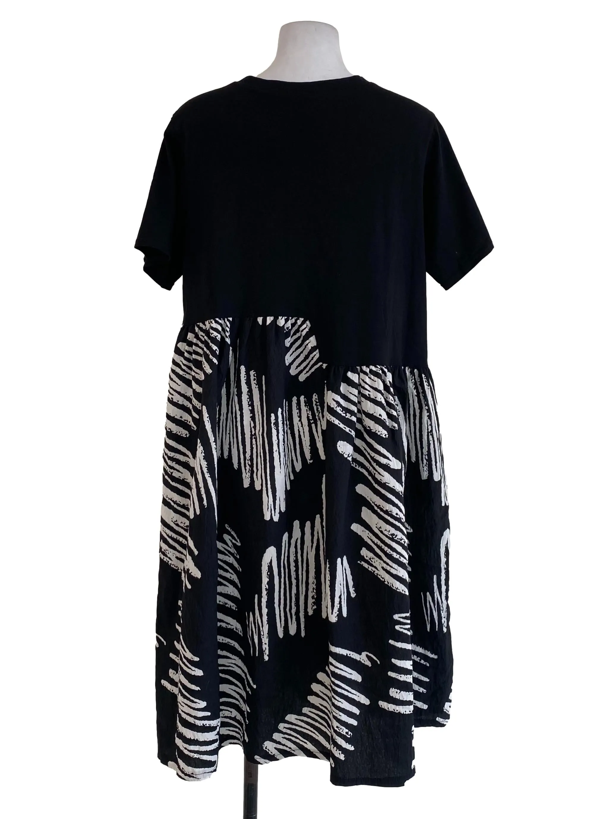 Black Abstract A-Line Dress