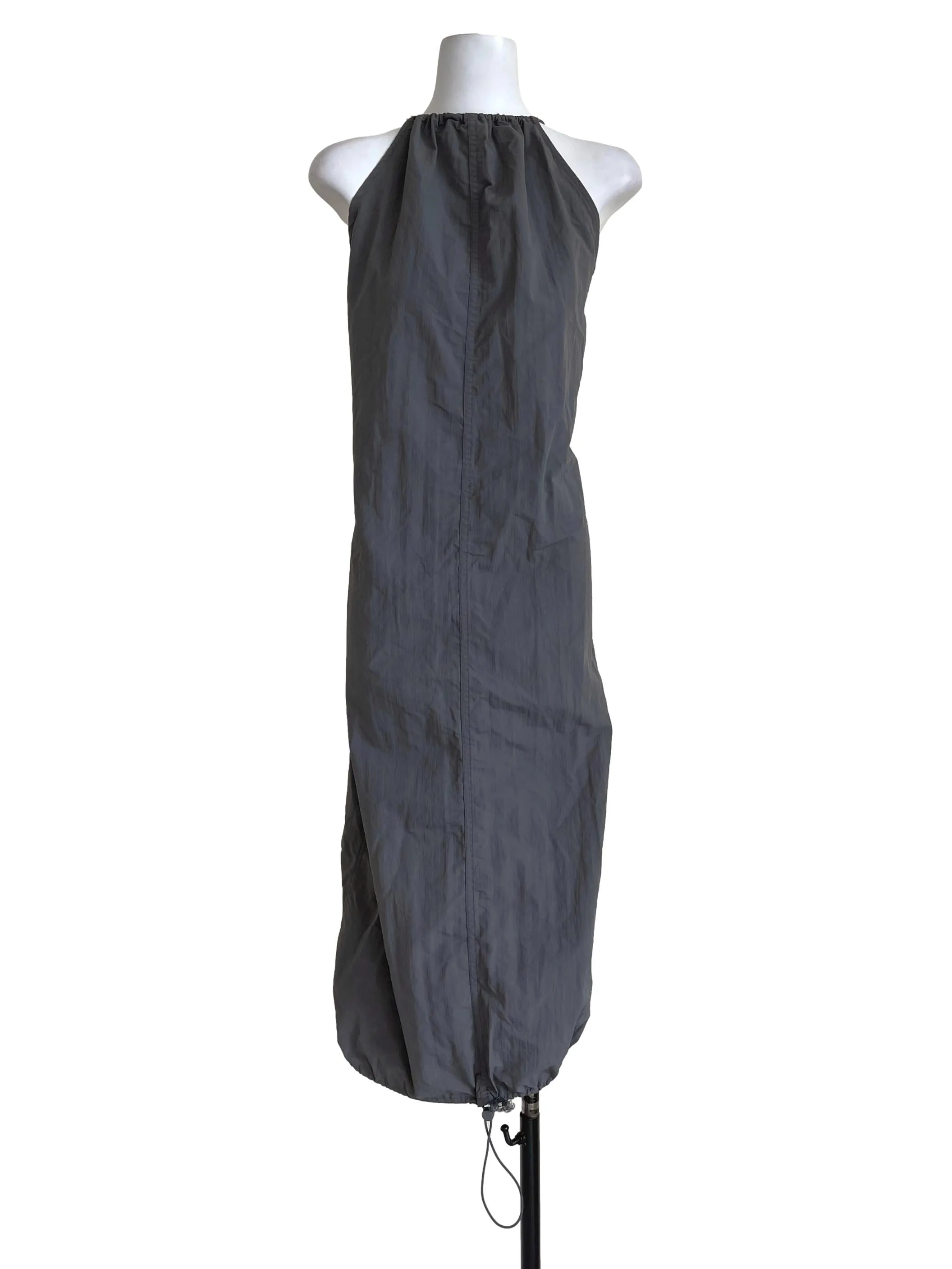 Black Creased A-Line Dress