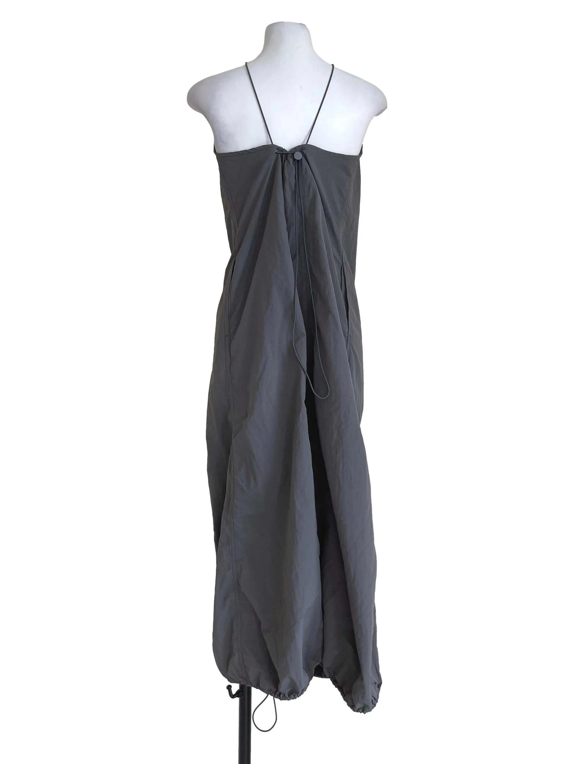 Black Creased A-Line Dress