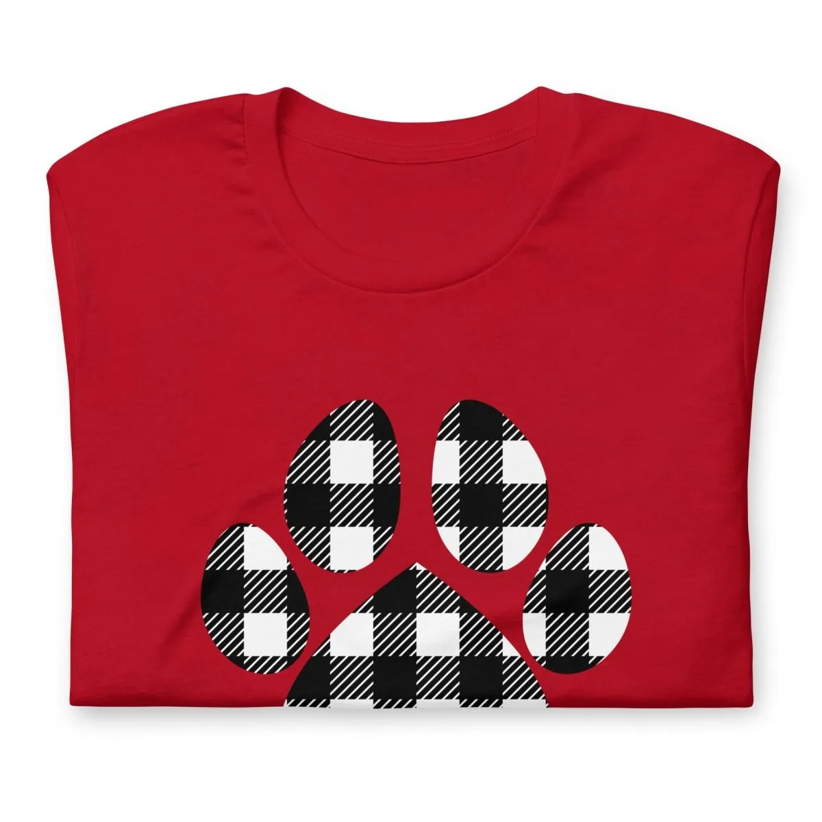 Black Plaid Dog Paw T-Shirt