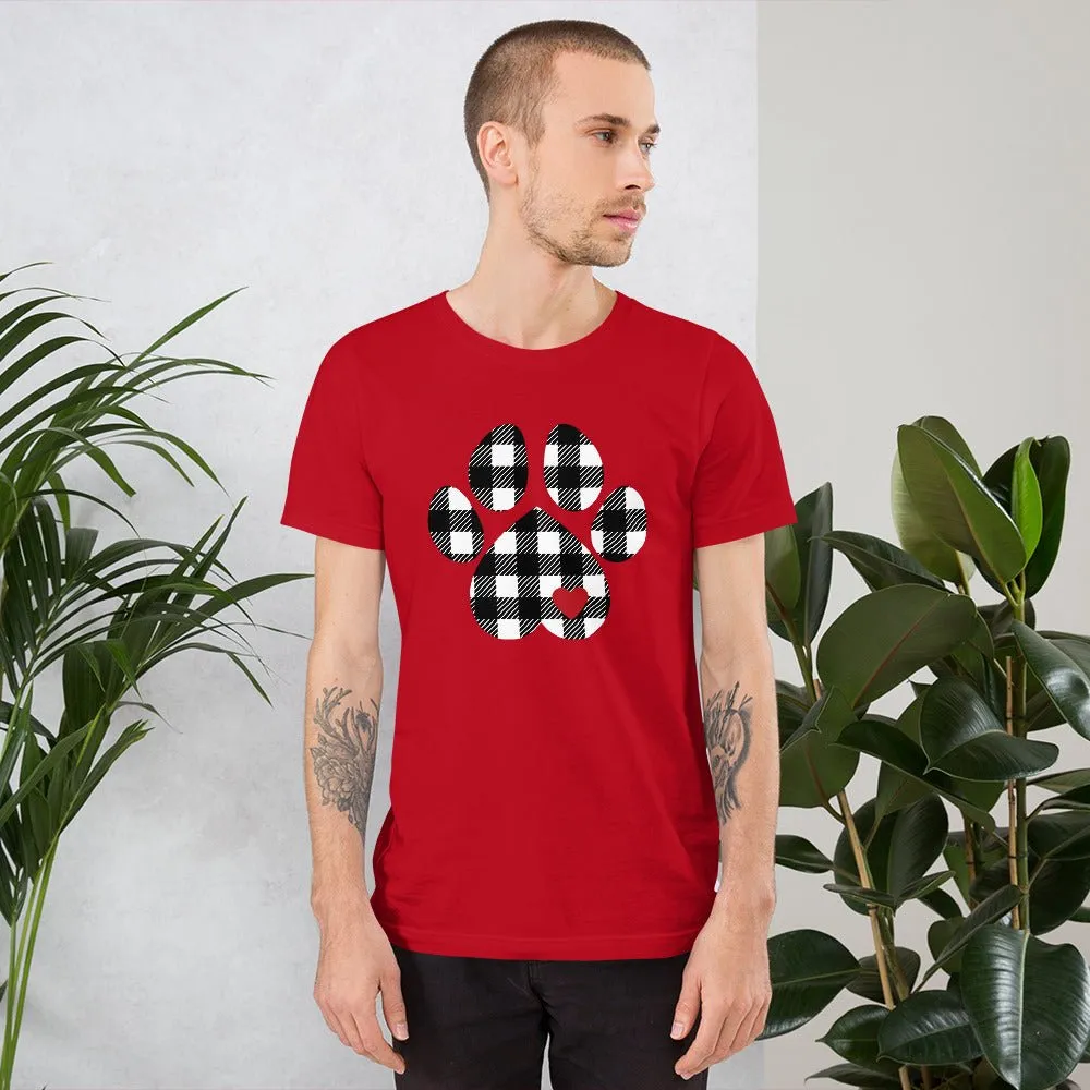 Black Plaid Dog Paw T-Shirt