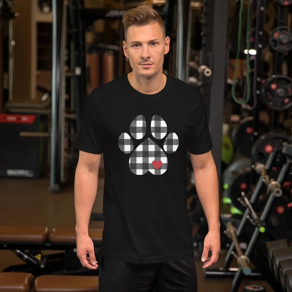Black Plaid Dog Paw T-Shirt