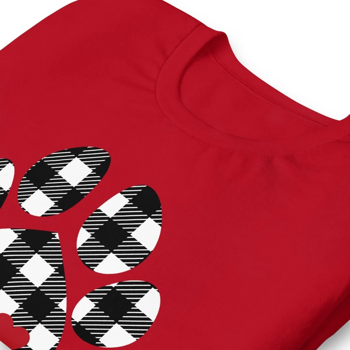 Black Plaid Dog Paw T-Shirt