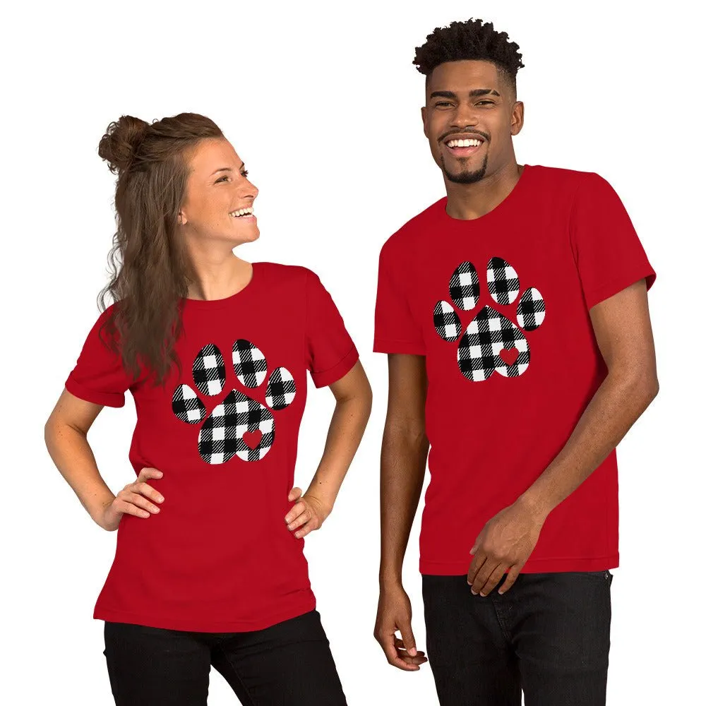 Black Plaid Dog Paw T-Shirt