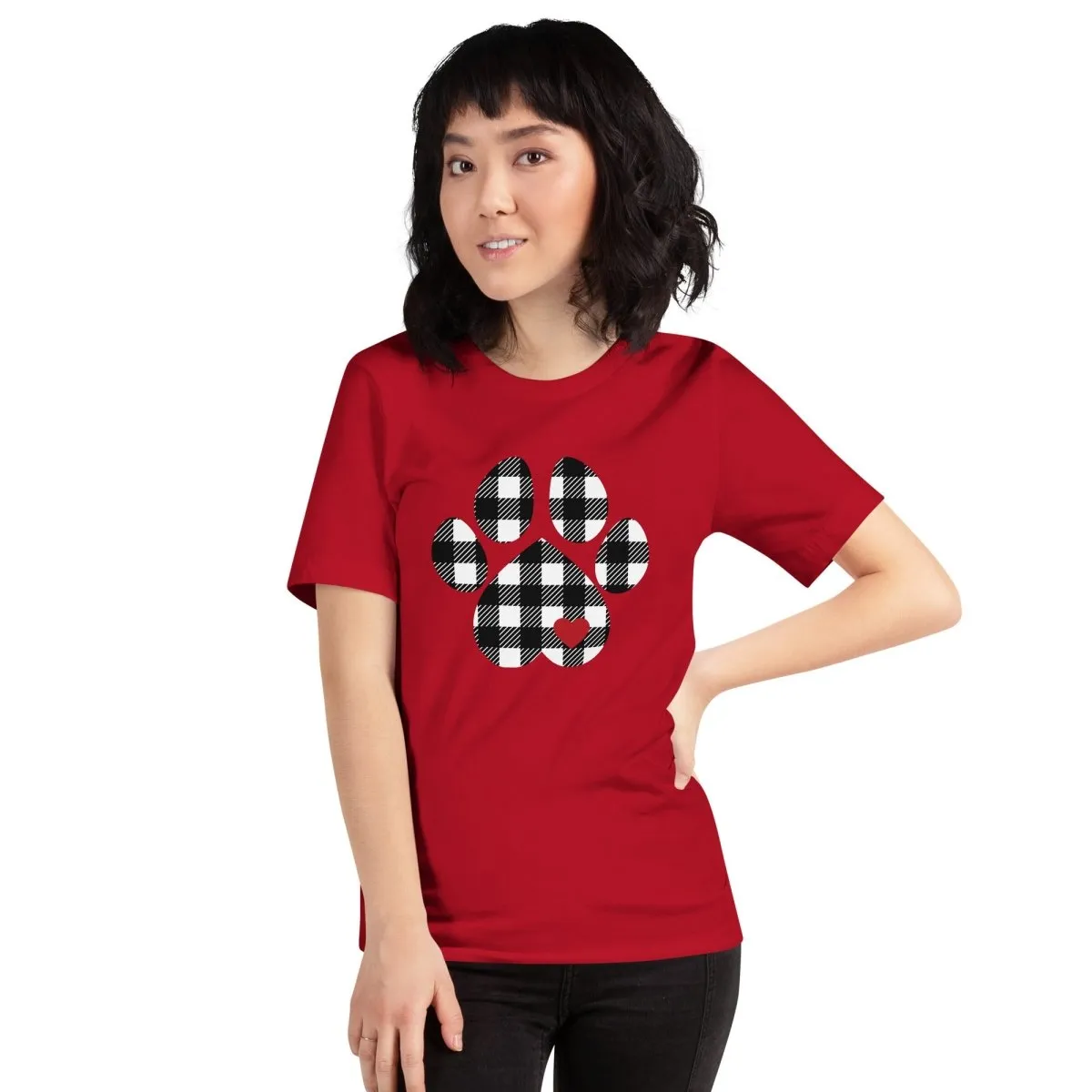 Black Plaid Dog Paw T-Shirt