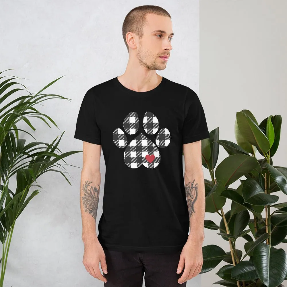 Black Plaid Dog Paw T-Shirt