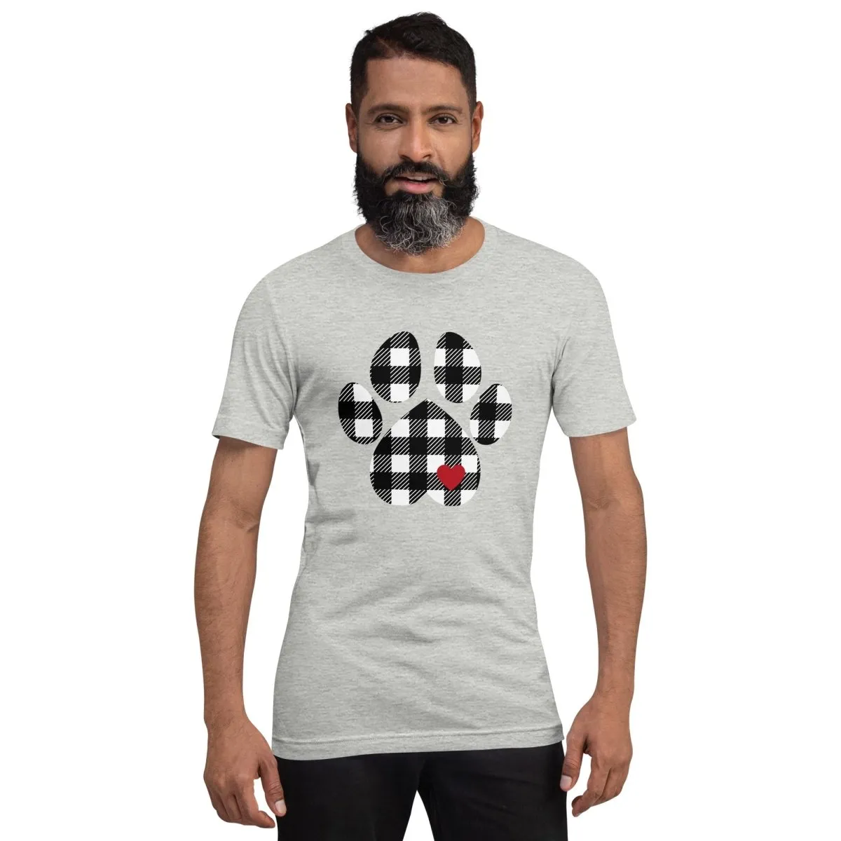 Black Plaid Dog Paw T-Shirt