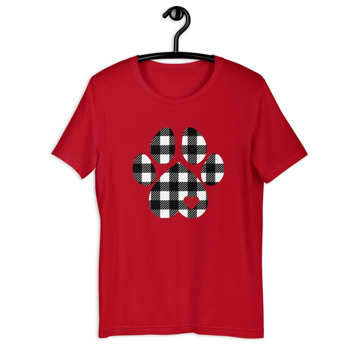 Black Plaid Dog Paw T-Shirt