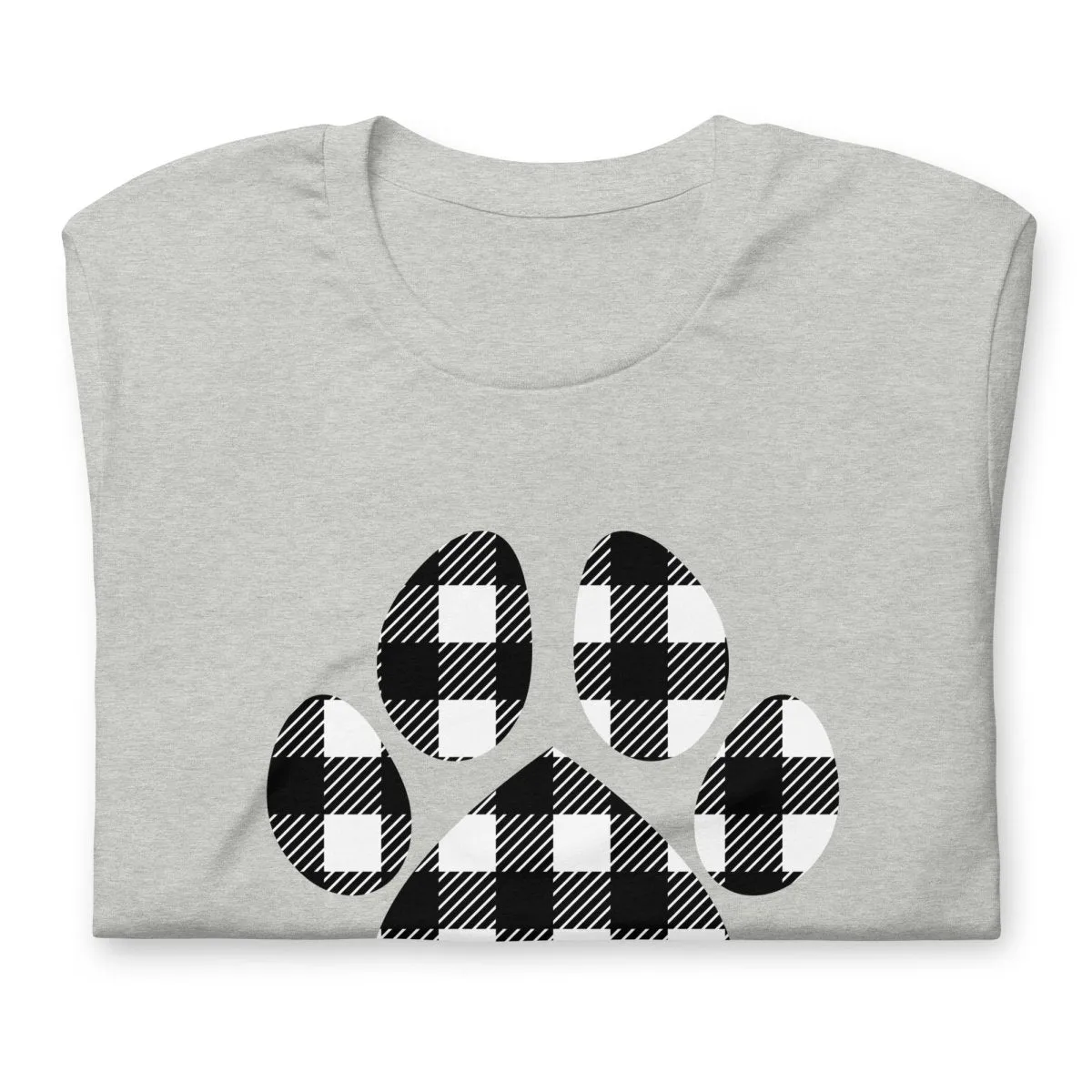 Black Plaid Dog Paw T-Shirt