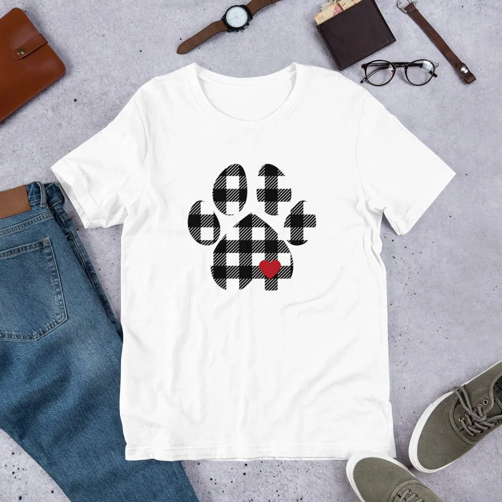 Black Plaid Dog Paw T-Shirt