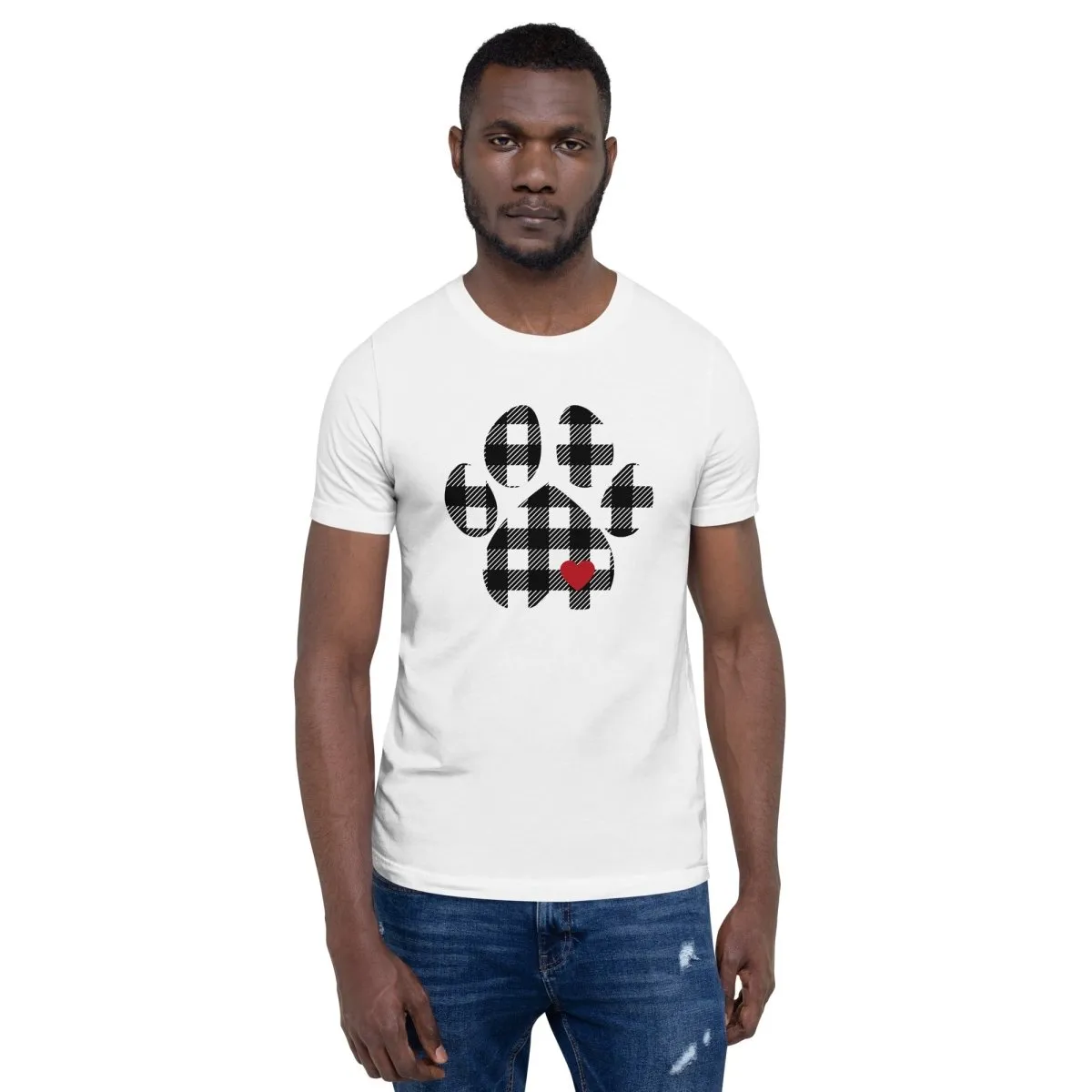 Black Plaid Dog Paw T-Shirt