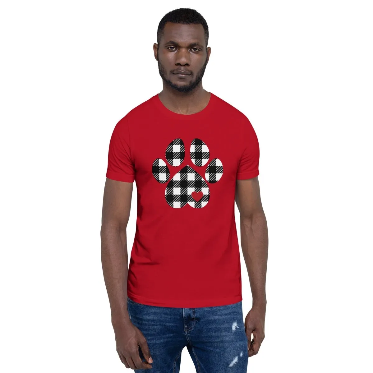 Black Plaid Dog Paw T-Shirt