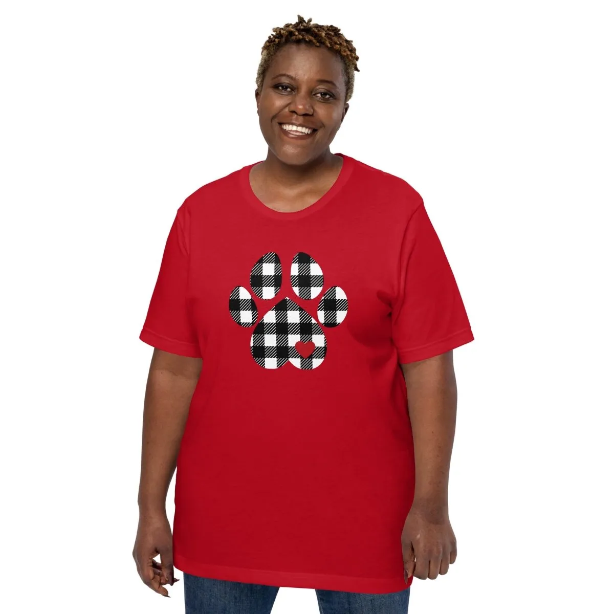 Black Plaid Dog Paw T-Shirt