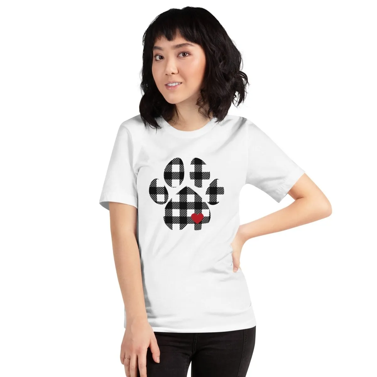 Black Plaid Dog Paw T-Shirt