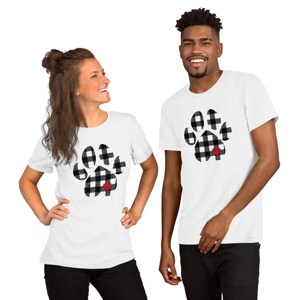Black Plaid Dog Paw T-Shirt