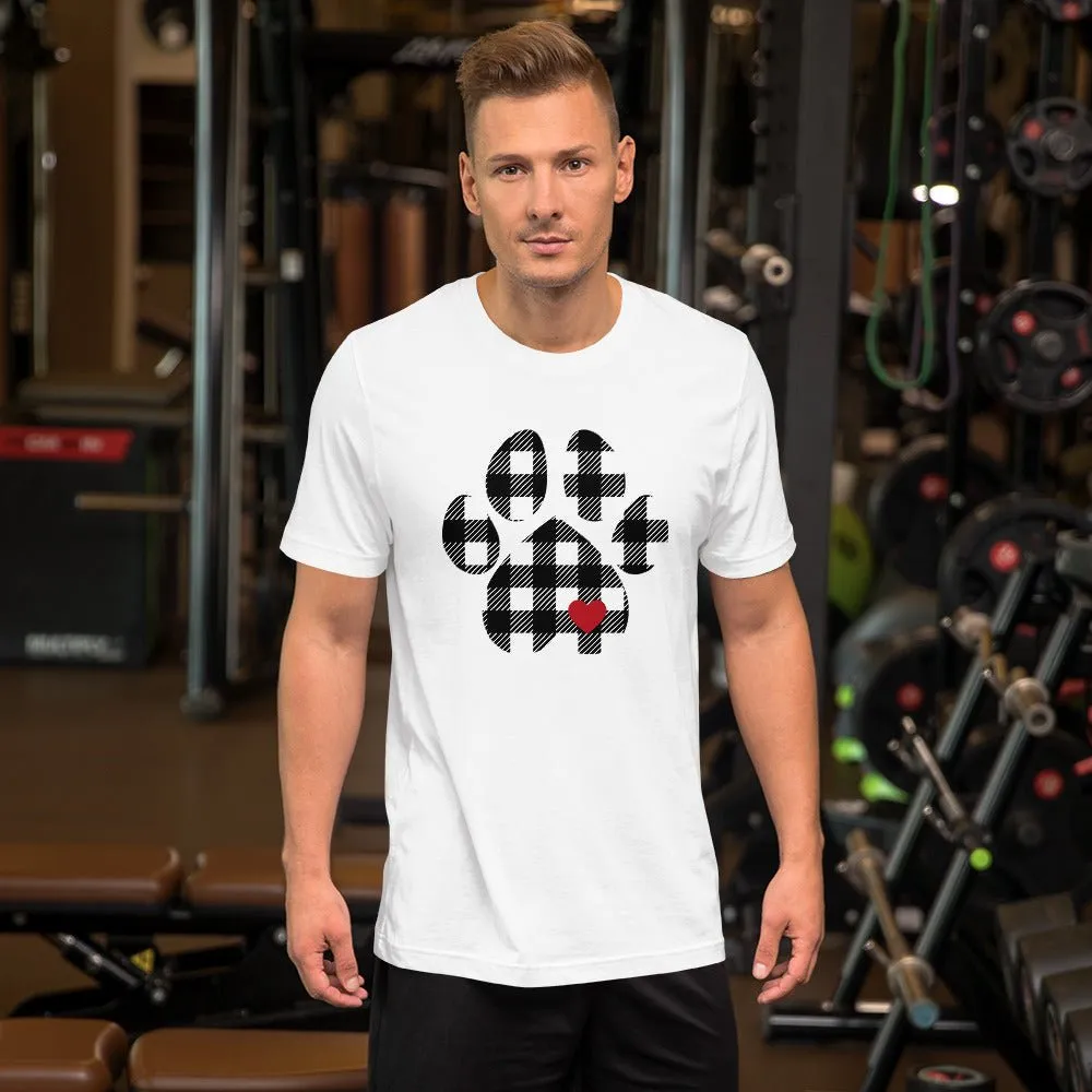 Black Plaid Dog Paw T-Shirt