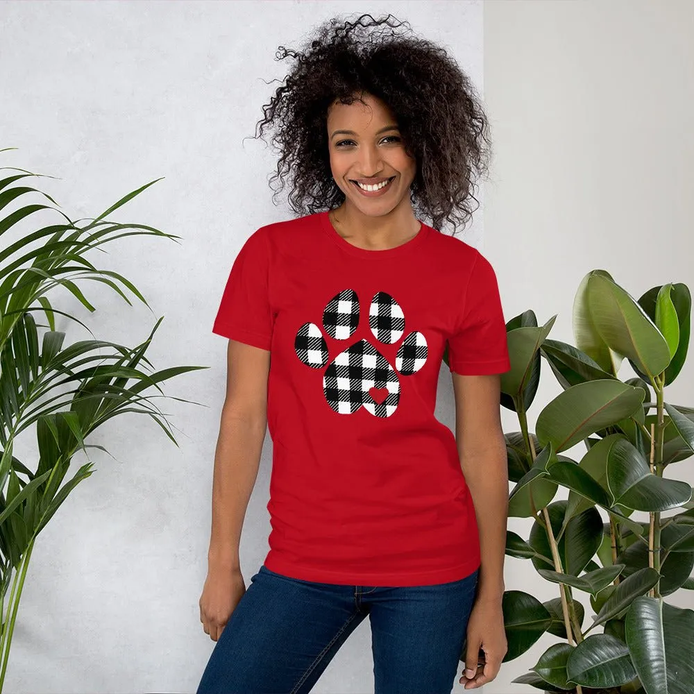 Black Plaid Dog Paw T-Shirt