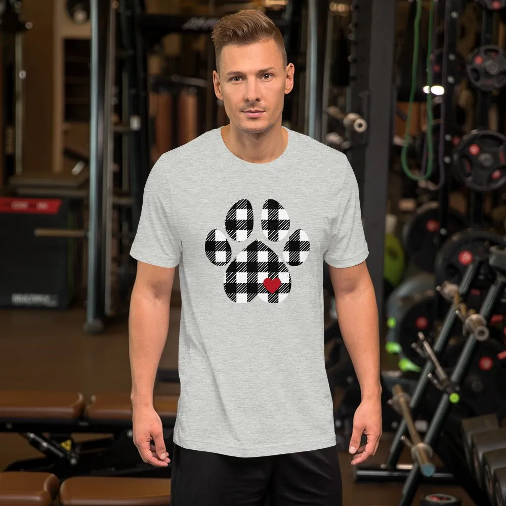 Black Plaid Dog Paw T-Shirt