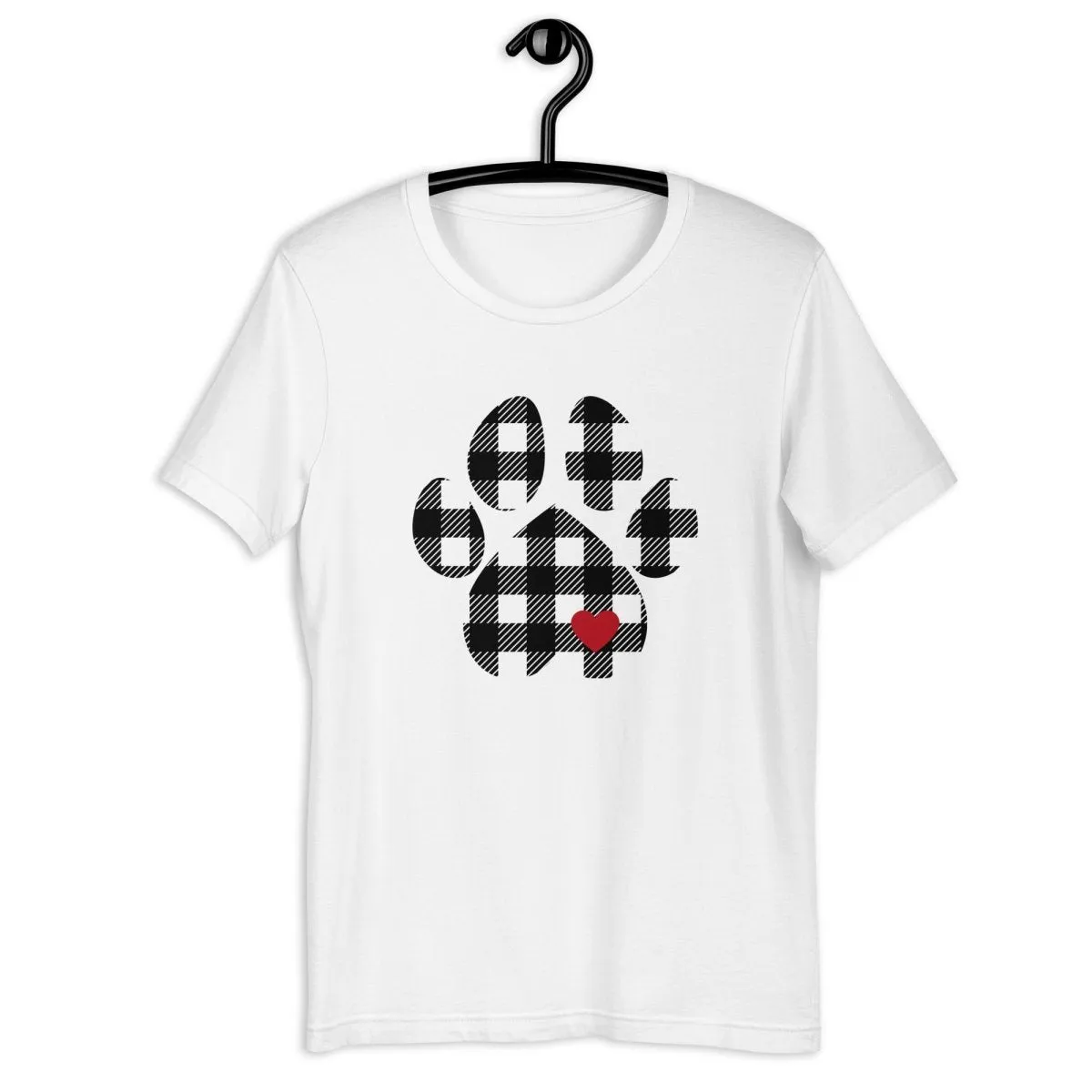Black Plaid Dog Paw T-Shirt