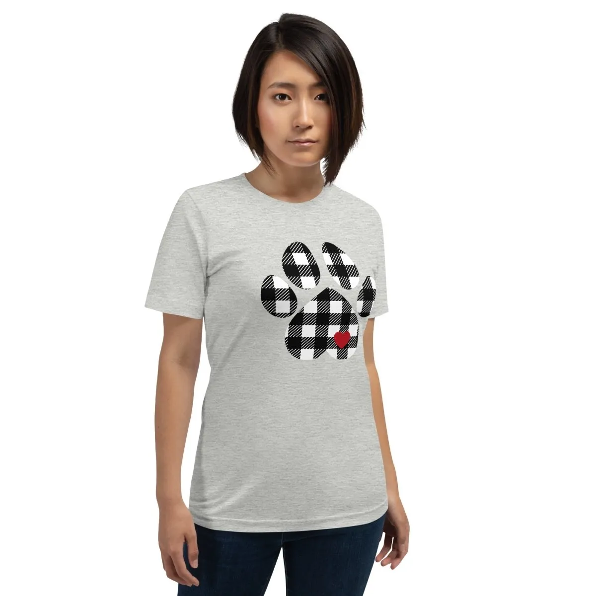 Black Plaid Dog Paw T-Shirt