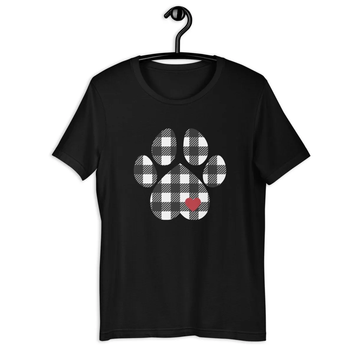 Black Plaid Dog Paw T-Shirt