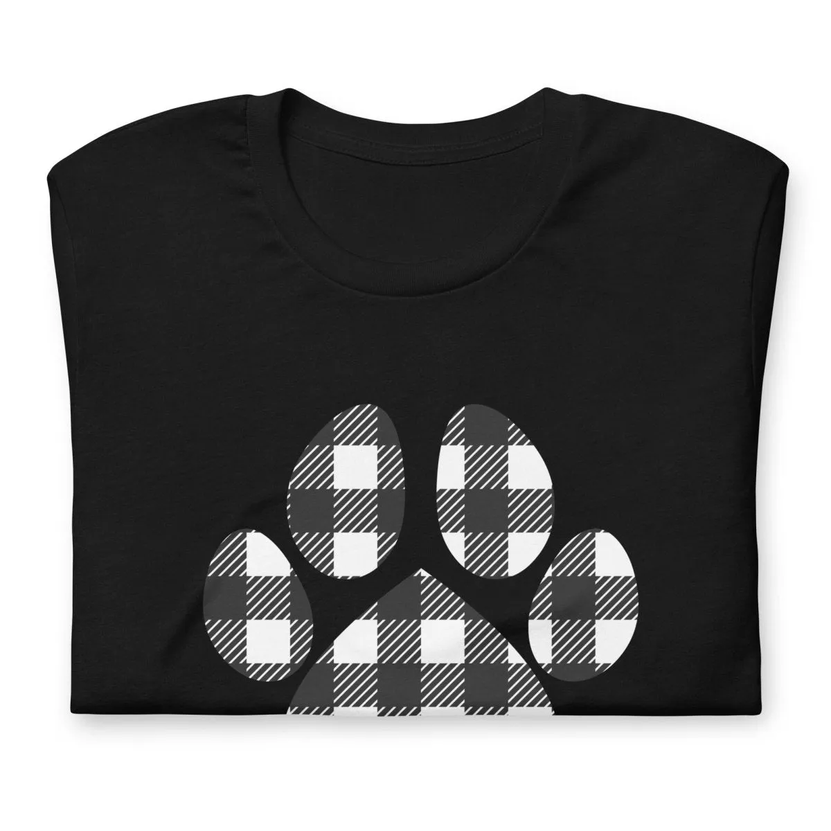 Black Plaid Dog Paw T-Shirt