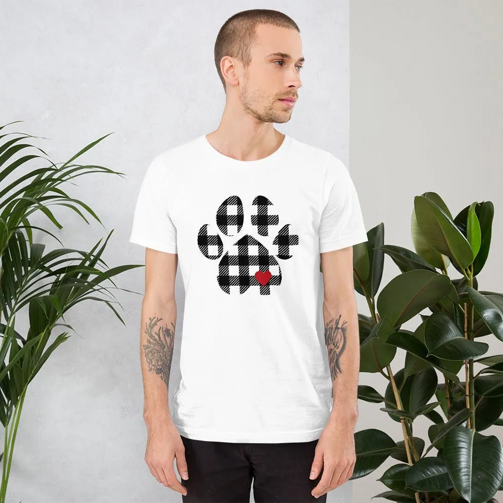Black Plaid Dog Paw T-Shirt