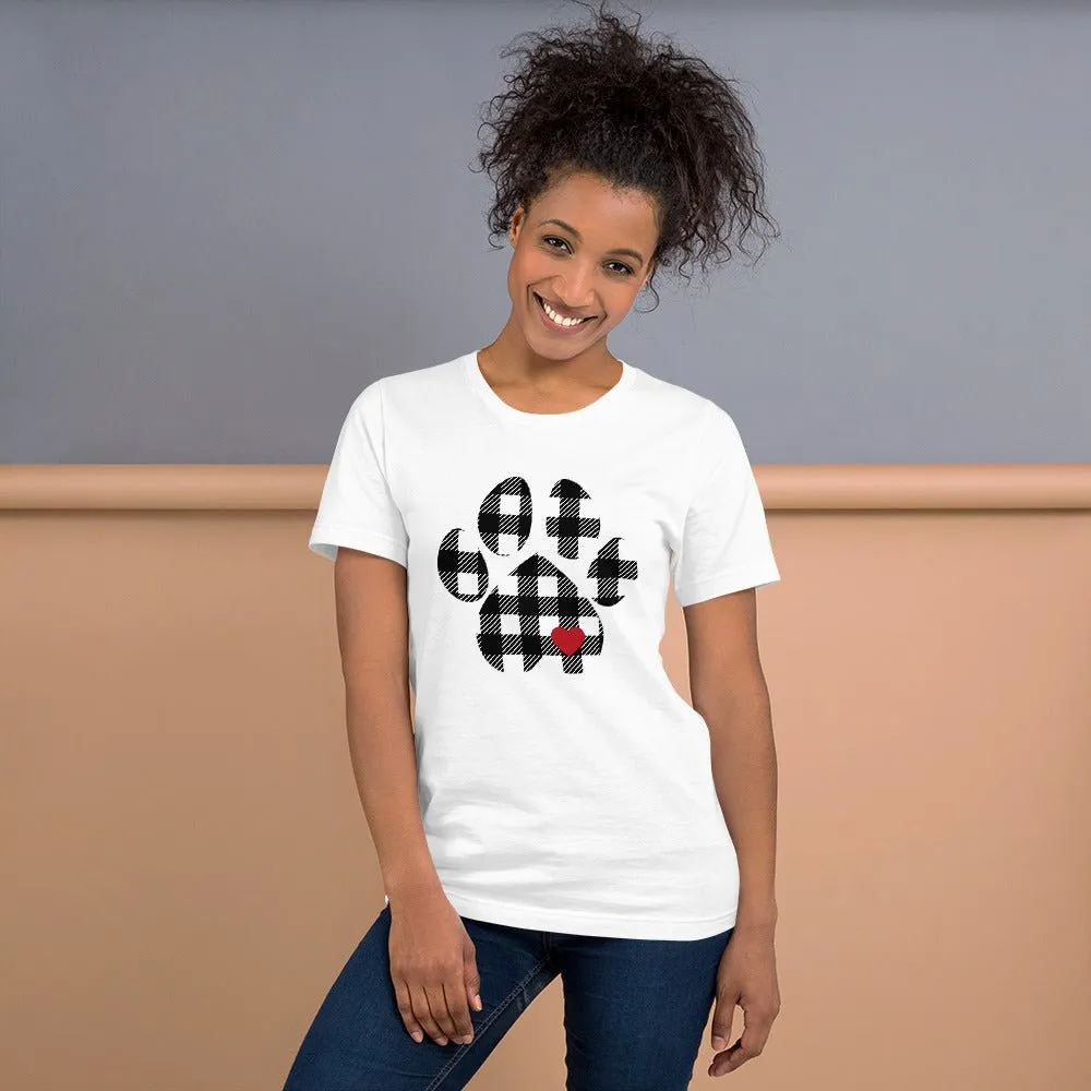 Black Plaid Dog Paw T-Shirt
