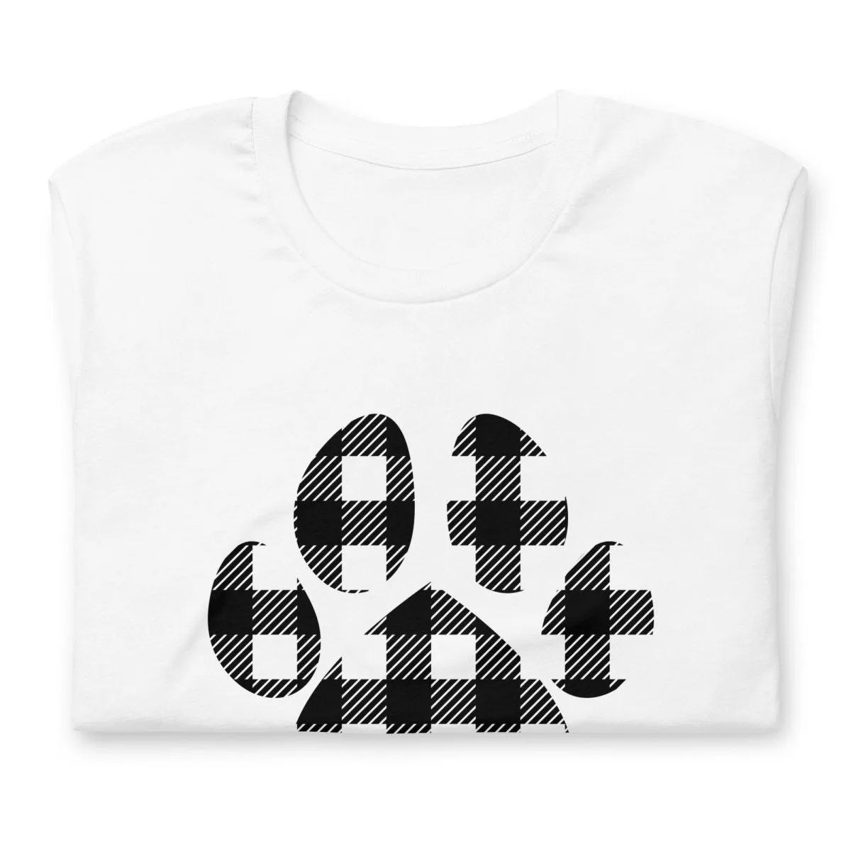 Black Plaid Dog Paw T-Shirt