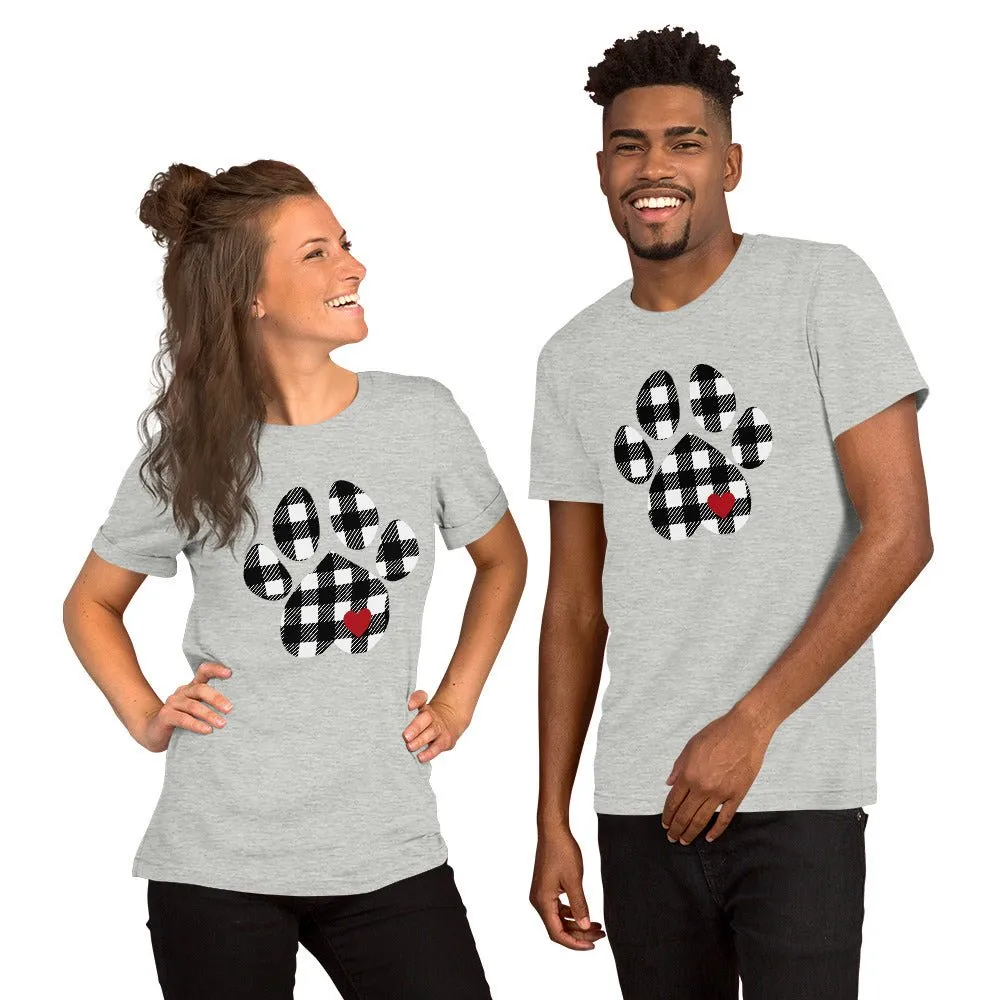 Black Plaid Dog Paw T-Shirt