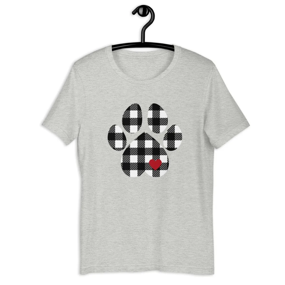 Black Plaid Dog Paw T-Shirt