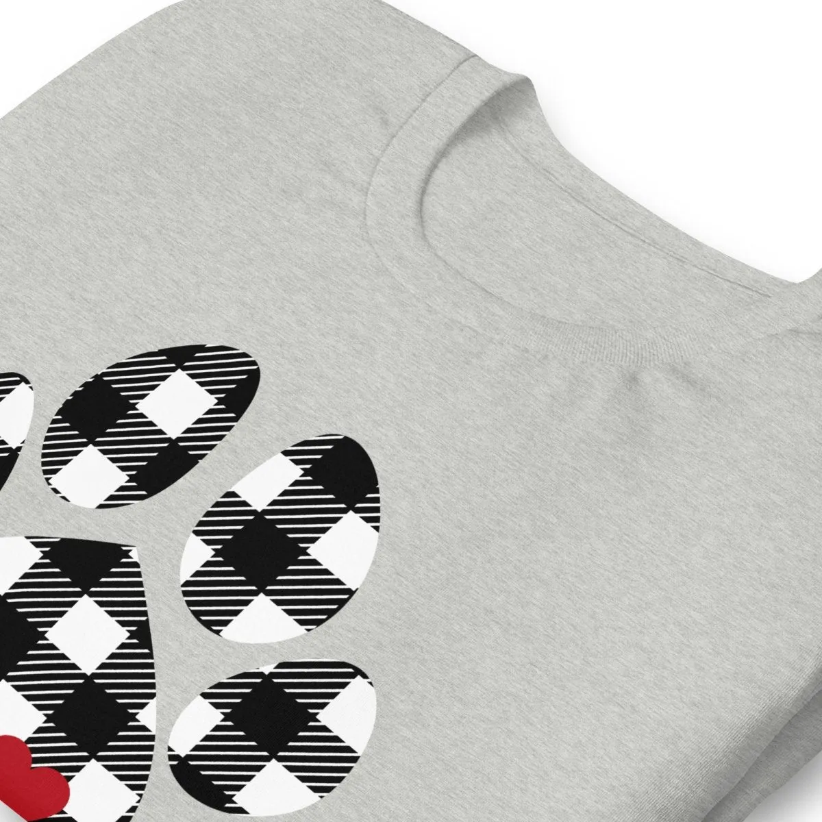 Black Plaid Dog Paw T-Shirt