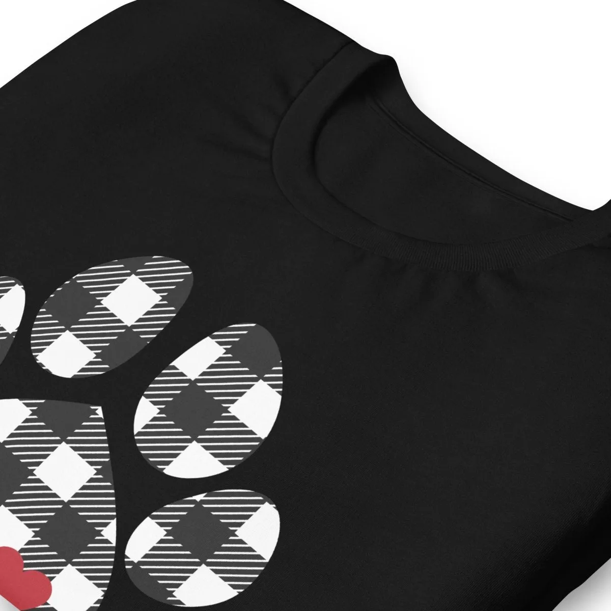 Black Plaid Dog Paw T-Shirt