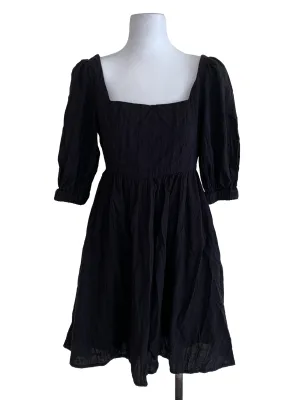 Black Plain A-Line Dress