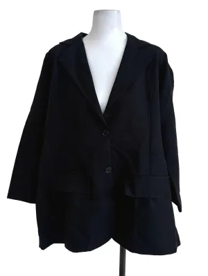 Black Plain Button Blazer