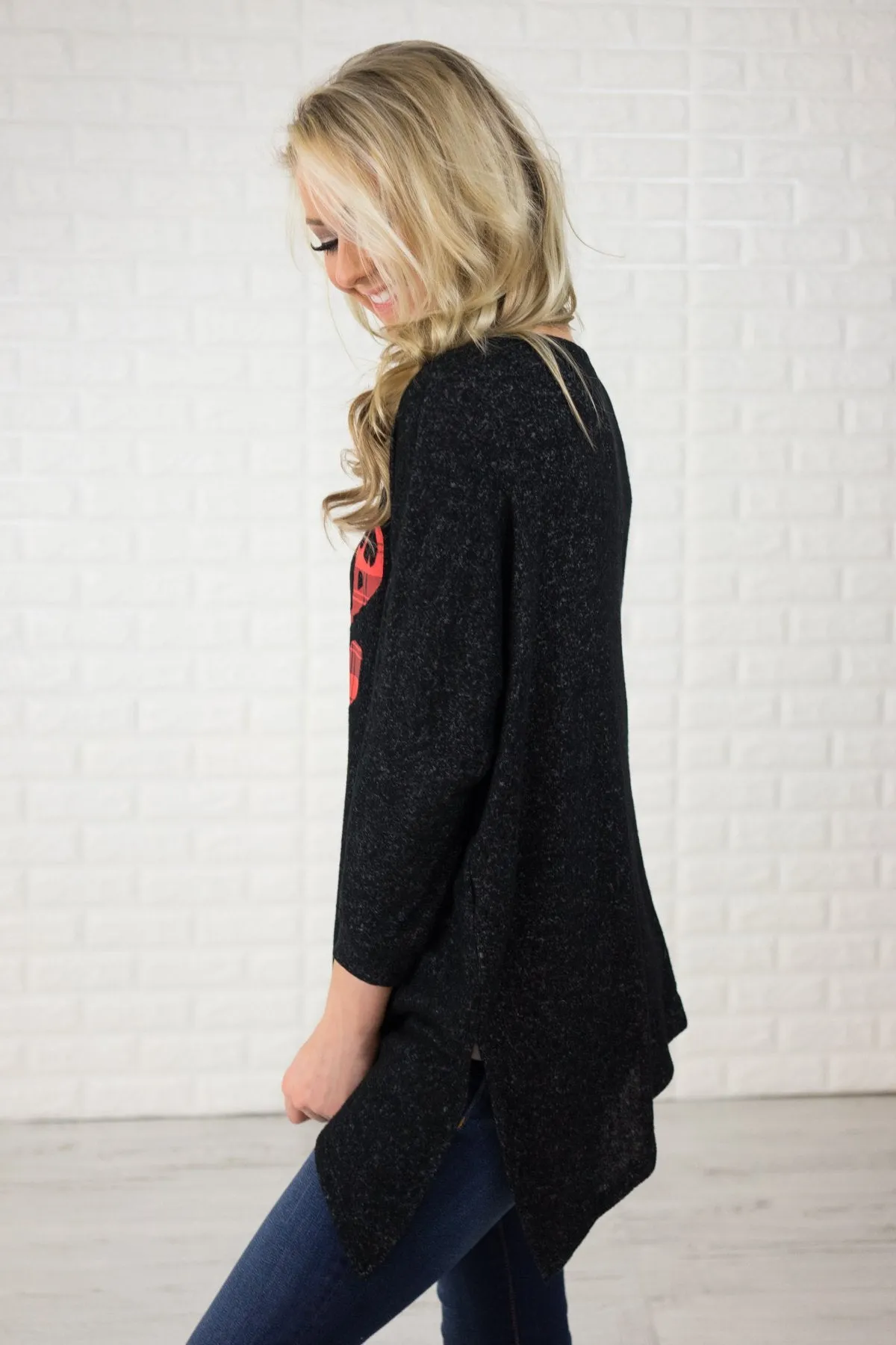 Black Reindeer Speckled Top