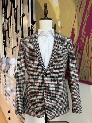 Black, White & Scarlet Tweed Blazer