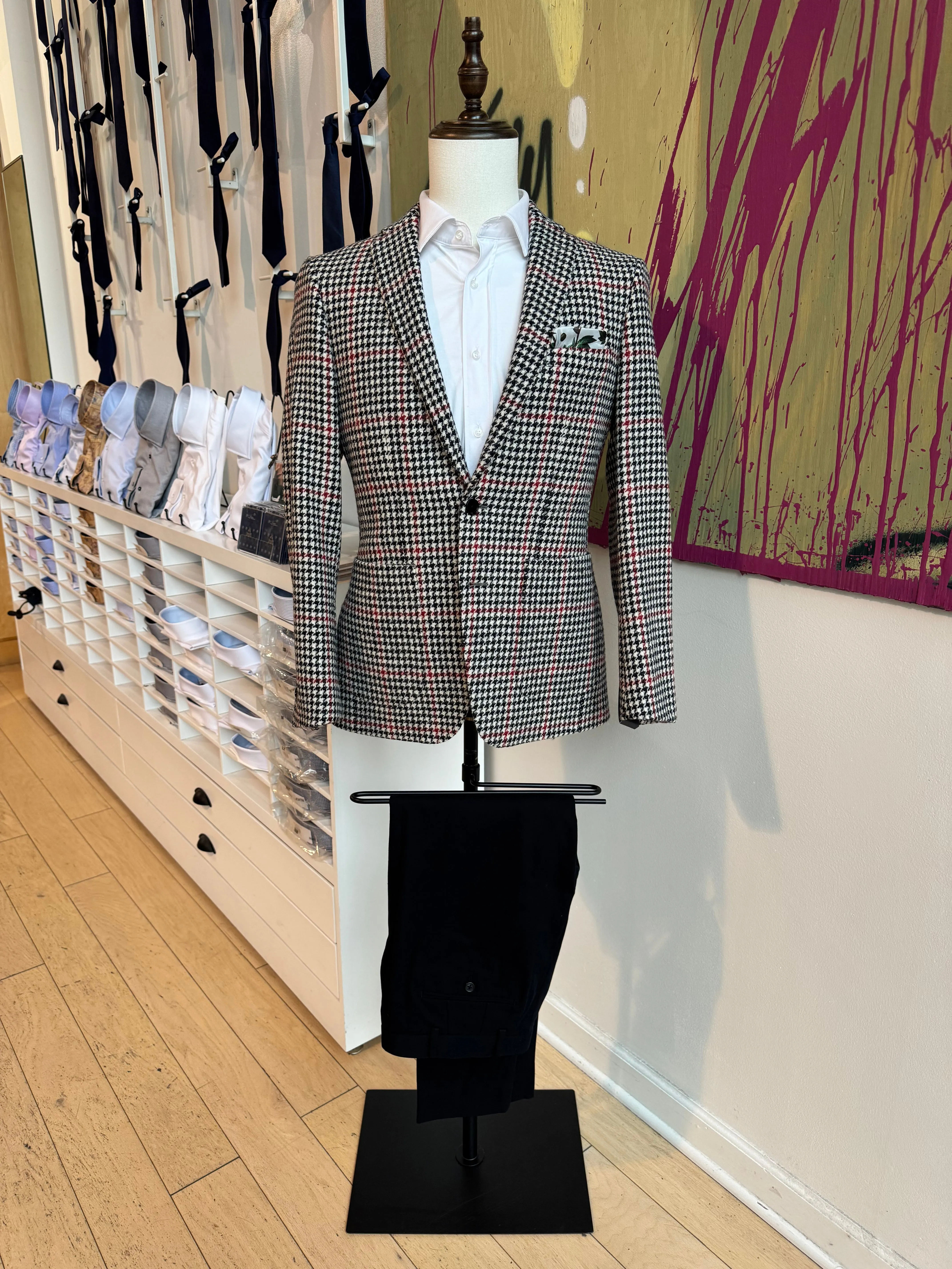 Black, White & Scarlet Tweed Blazer
