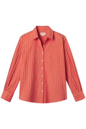 Blake Oversized Shirt | Terracota Stripe