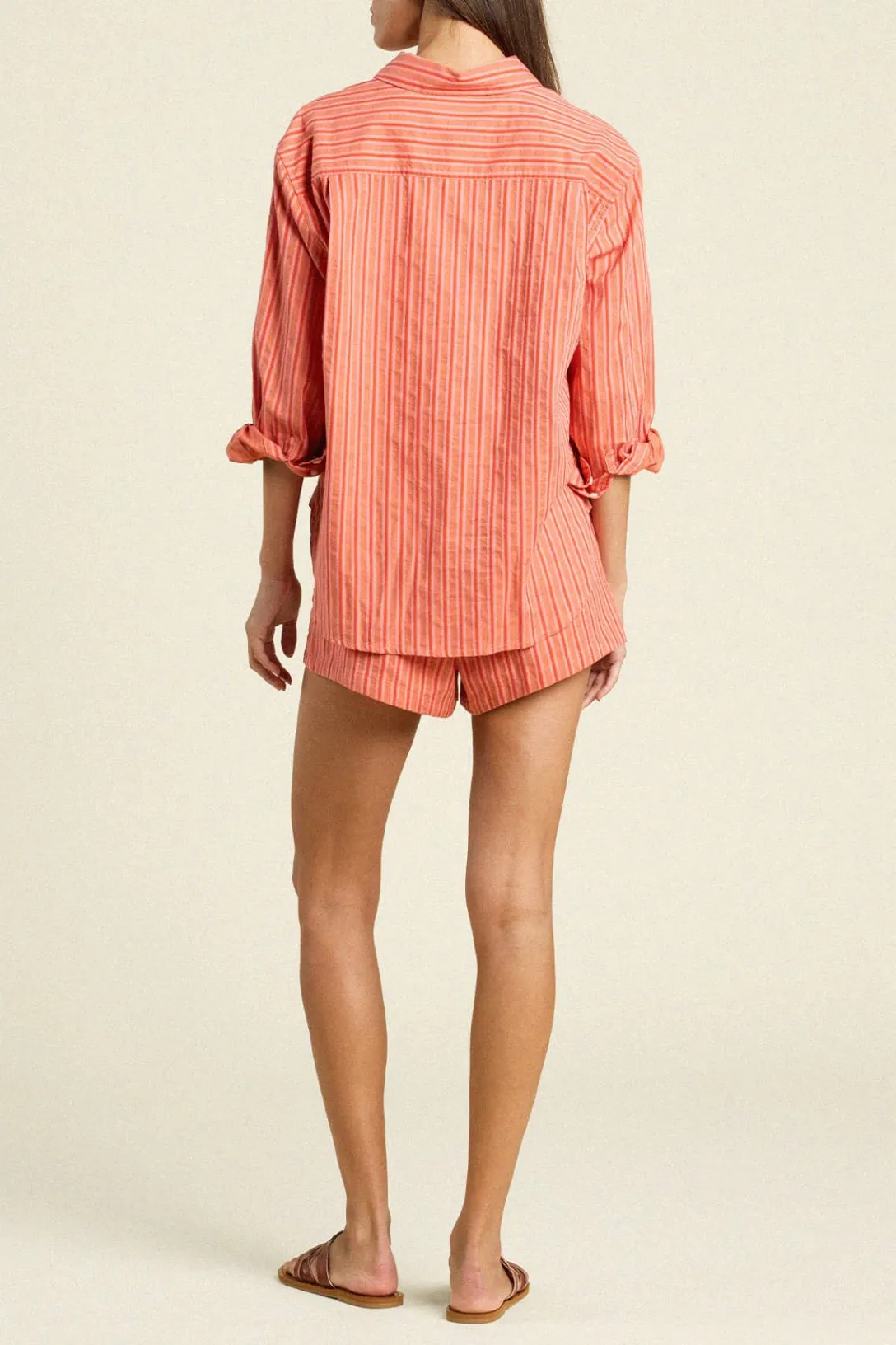 Blake Oversized Shirt | Terracota Stripe