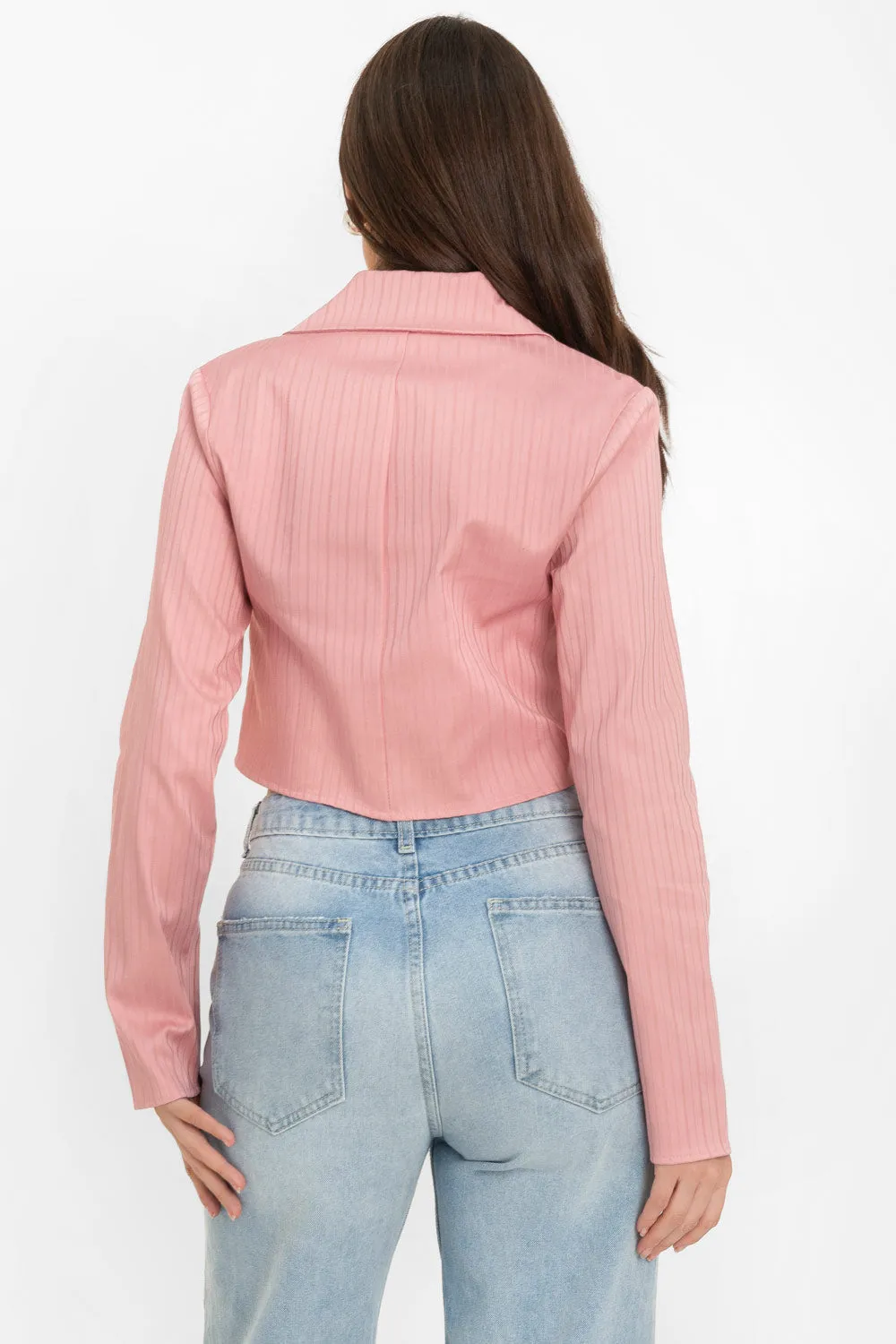 Blazer corto de rayas con lazos frontales