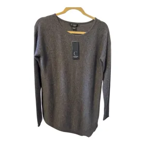Bloomingdales‎ 100% Cashmere Sweater NWT Medium Asymmetrical Hem. Charcoal.