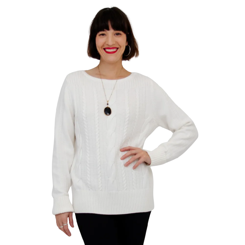 Blue Sky Cora Cotton Sweater White