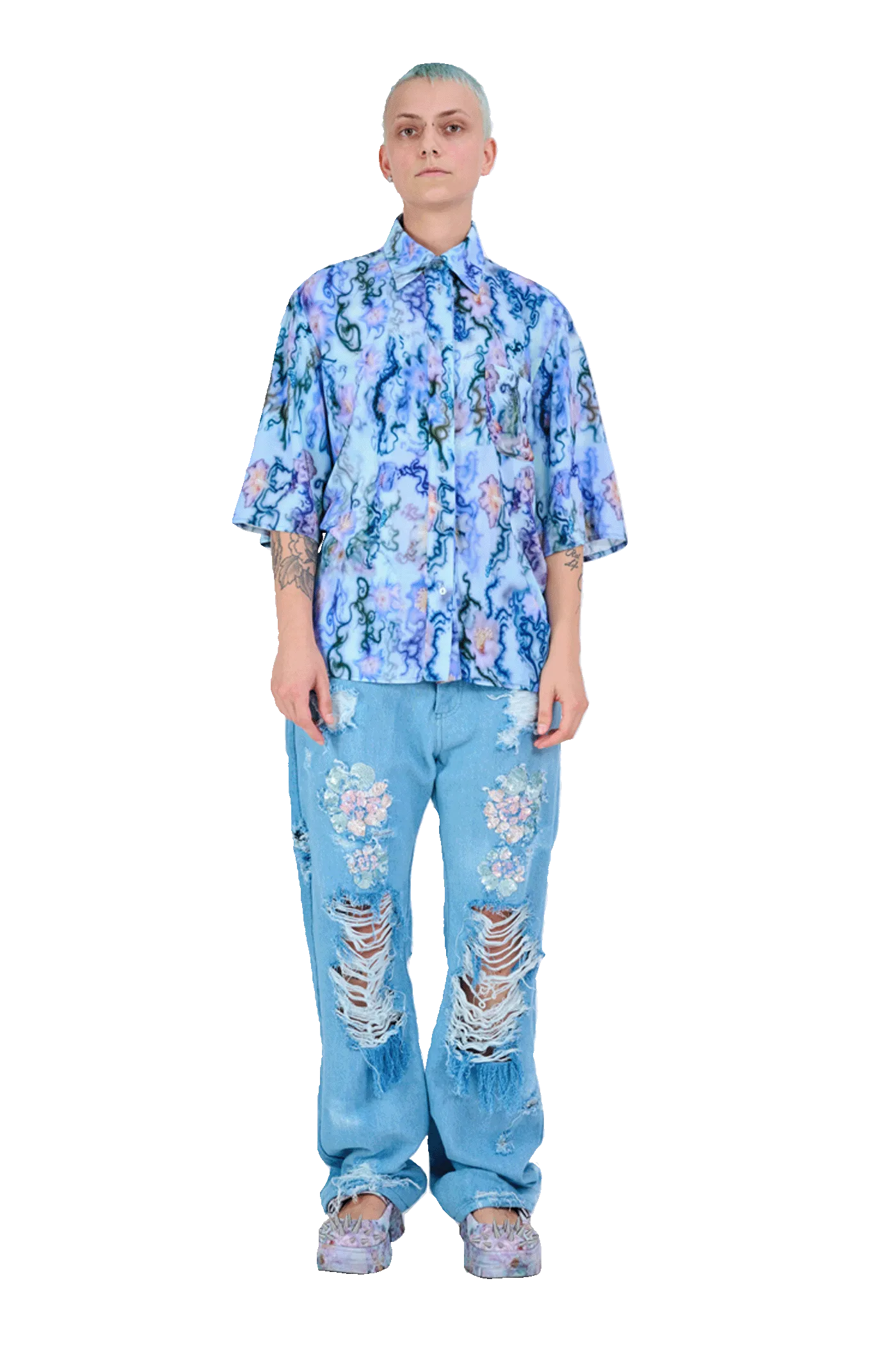 BLUE THORN MARKET BUTTON UP