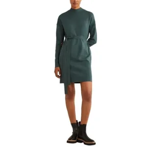 BODEN High Neck Winter Knit Long Sleeve Green Belted Sweater Shift Dress 8 NWT