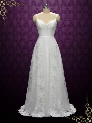 Boho Style Slim A-line Wedding Dress with Thin Straps | EMILY