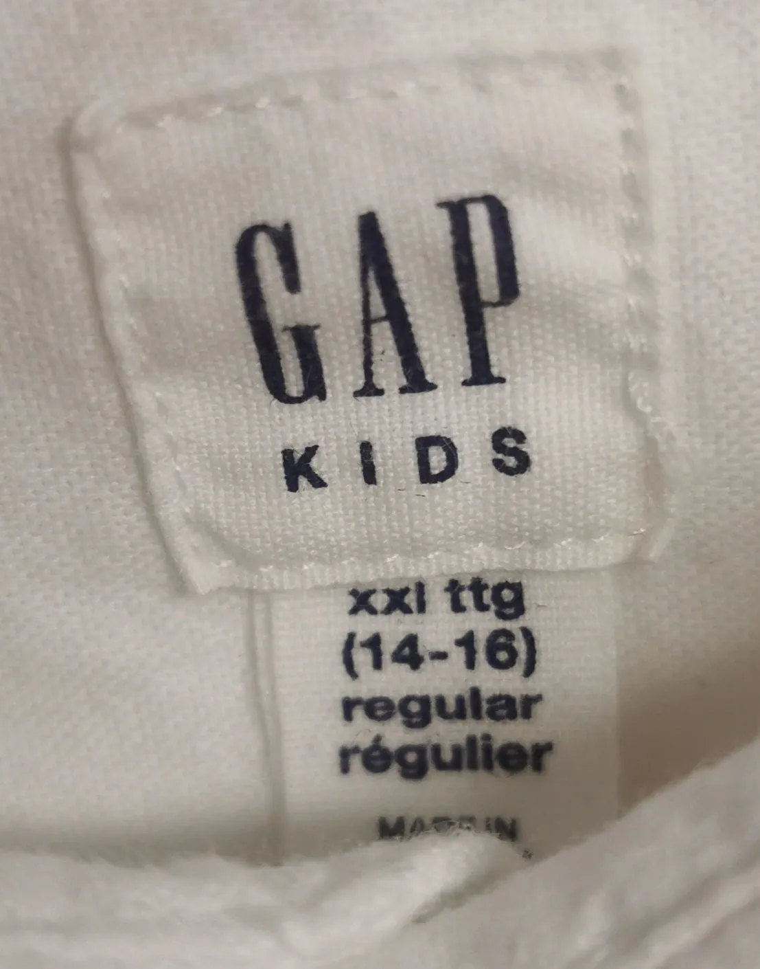 BOY SIZE 14/16 YEARS - GAP Kids, Bright White, Long-sleeve Cotton Dress Shirt EUC B33