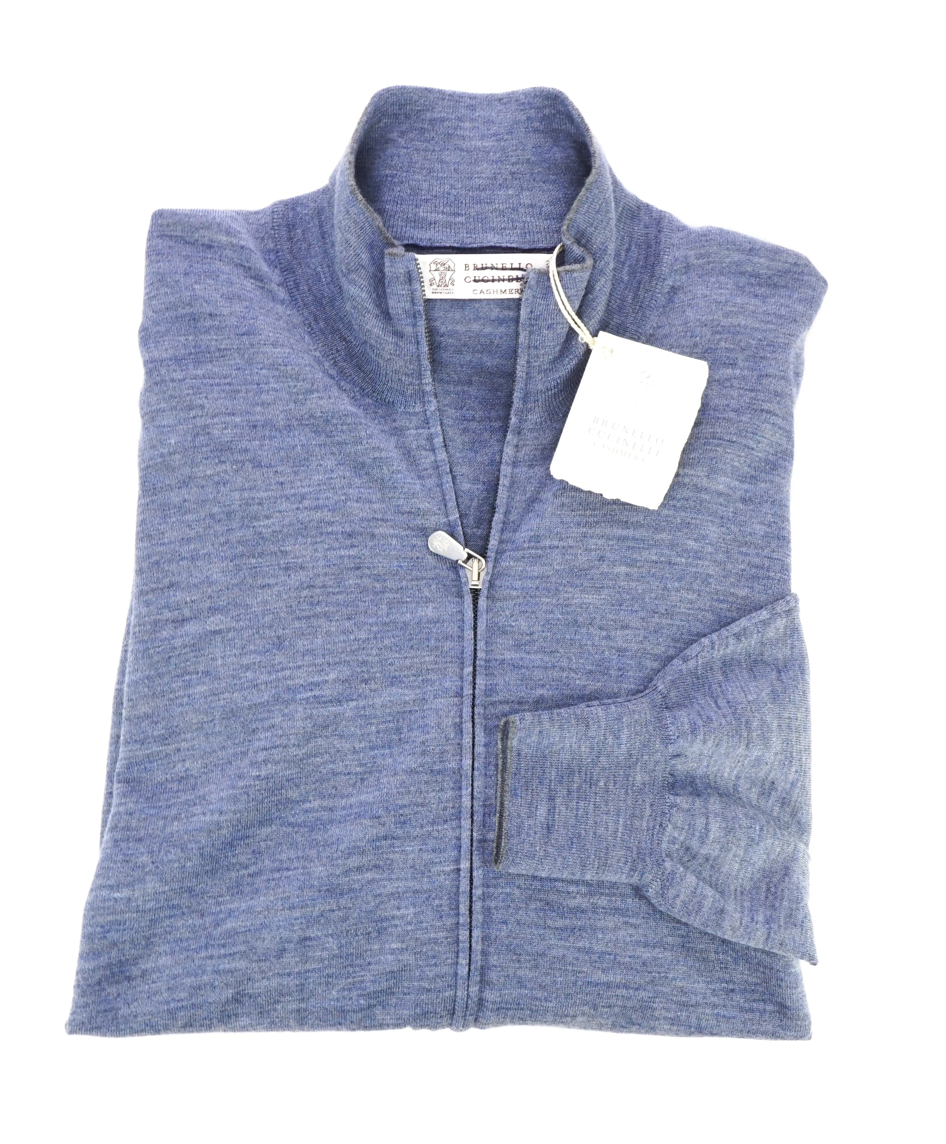 BRUNELLO CUCINELLI - CASHMERE Blend Baby Blue Double Zip Sweater - L(42)