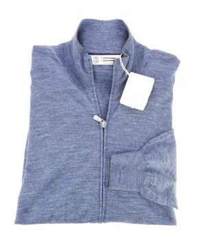BRUNELLO CUCINELLI - CASHMERE Blend Baby Blue Double Zip Sweater - L(42)