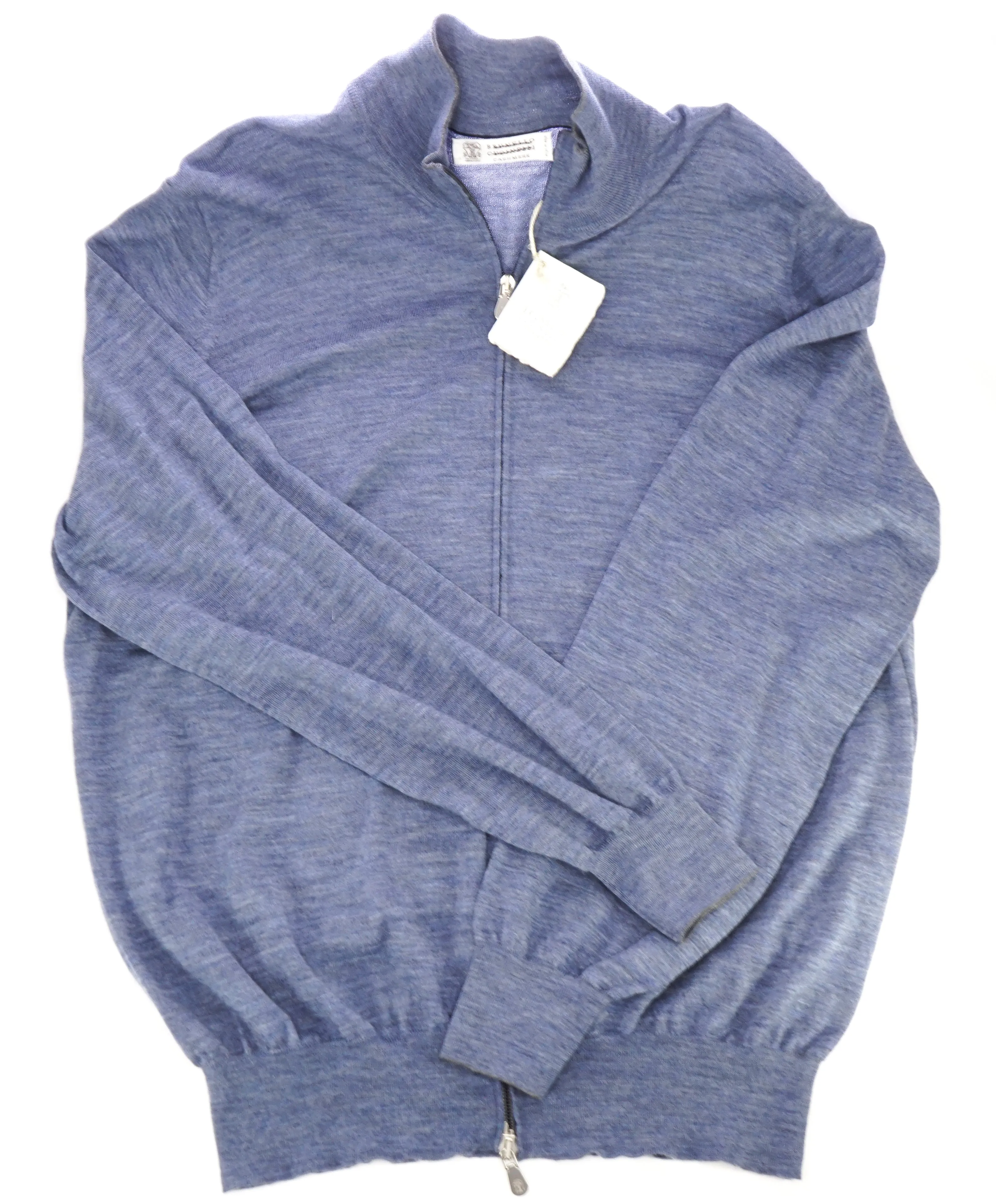 BRUNELLO CUCINELLI - CASHMERE Blend Baby Blue Double Zip Sweater - L(42)